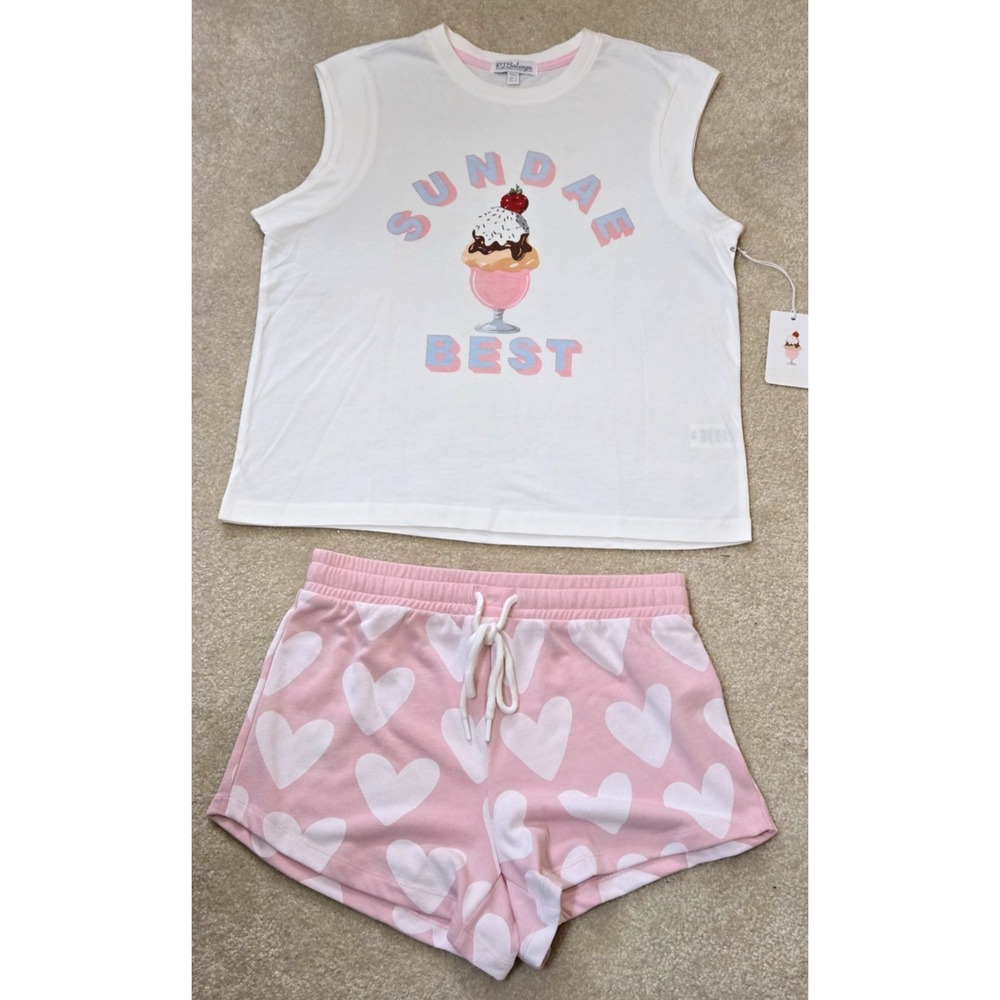 PJ Salvage Sunday Best Lounge Set Pajamas Women's S Pink Hearts NWT